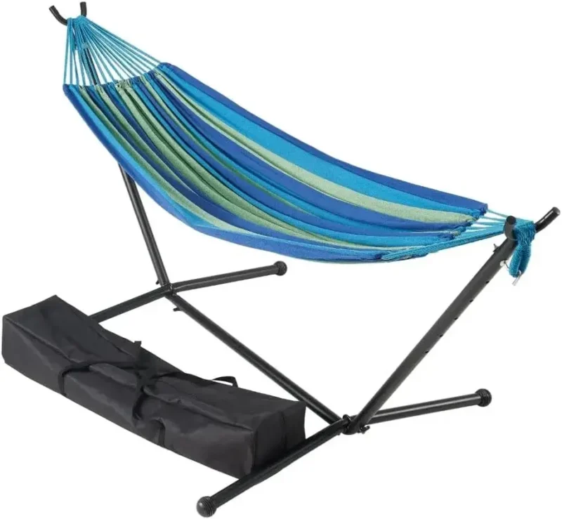 Double Fabric Hammock with Steel Stand - 250 lbs Capacity for Backyard & Patio - Image 9