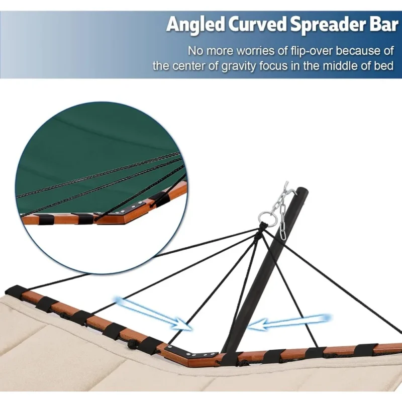 Double Polyester Hammock with Stand - 450 lbs Capacity for Outdoor Relaxation - Image 4