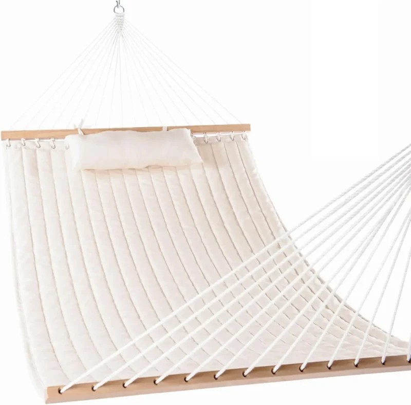 Double Quilted Fabric Hammock with Spreader Bars - 450 lbs Capacity for Backyard & Patio - Image 7