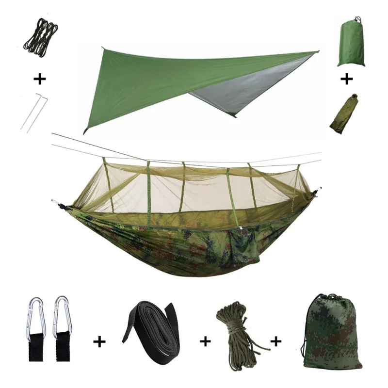 Two-Person Camping Hammock with Mosquito Net and Rain Cover - 440 lbs Capacity for Outdoor Adventures - Image 23