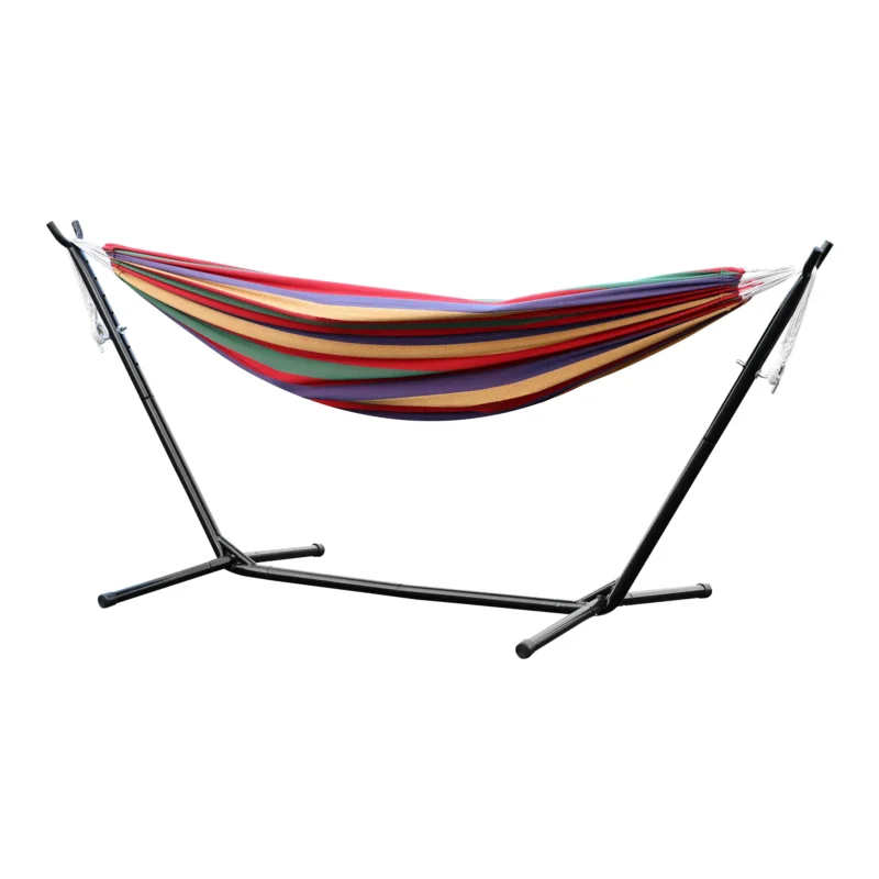 Double Fabric Hammock with Steel Stand - 450 lbs Capacity for Backyard & Patio - Image 7
