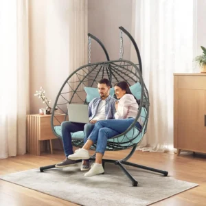Double Egg Swing Chair with Stand - 400 lbs Capacity for Indoor & Outdoor Use