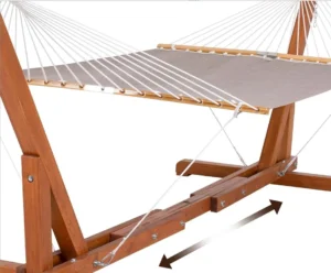 Double Quick-Dry Hammock with Adjustable Wooden Stand - 450 lbs Capacity for Outdoor Relaxation