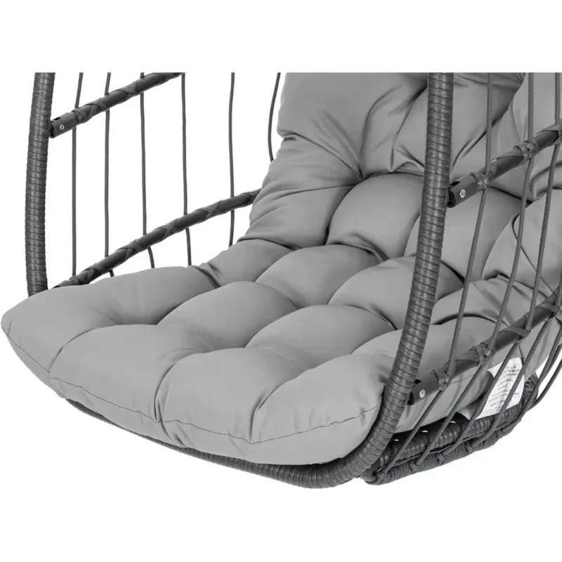 Foldable Wicker Hanging Egg Chair - 265 lbs Capacity for Indoor & Outdoor Use