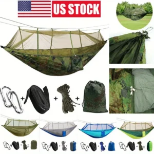 Double Camping Hammock with Mosquito Net - 660 lbs Capacity for Outdoor Adventures