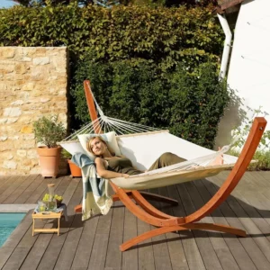 14 FT Double Wooden Hammock with Stand - 450 lbs Capacity for Patio & Garden