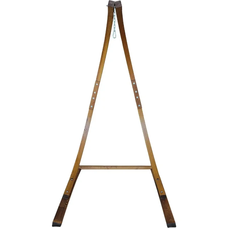 7 ft Wooden Hammock Chair Stand with Teak Finish - 265 lbs Capacity for Indoor & Outdoor Use - Image 6
