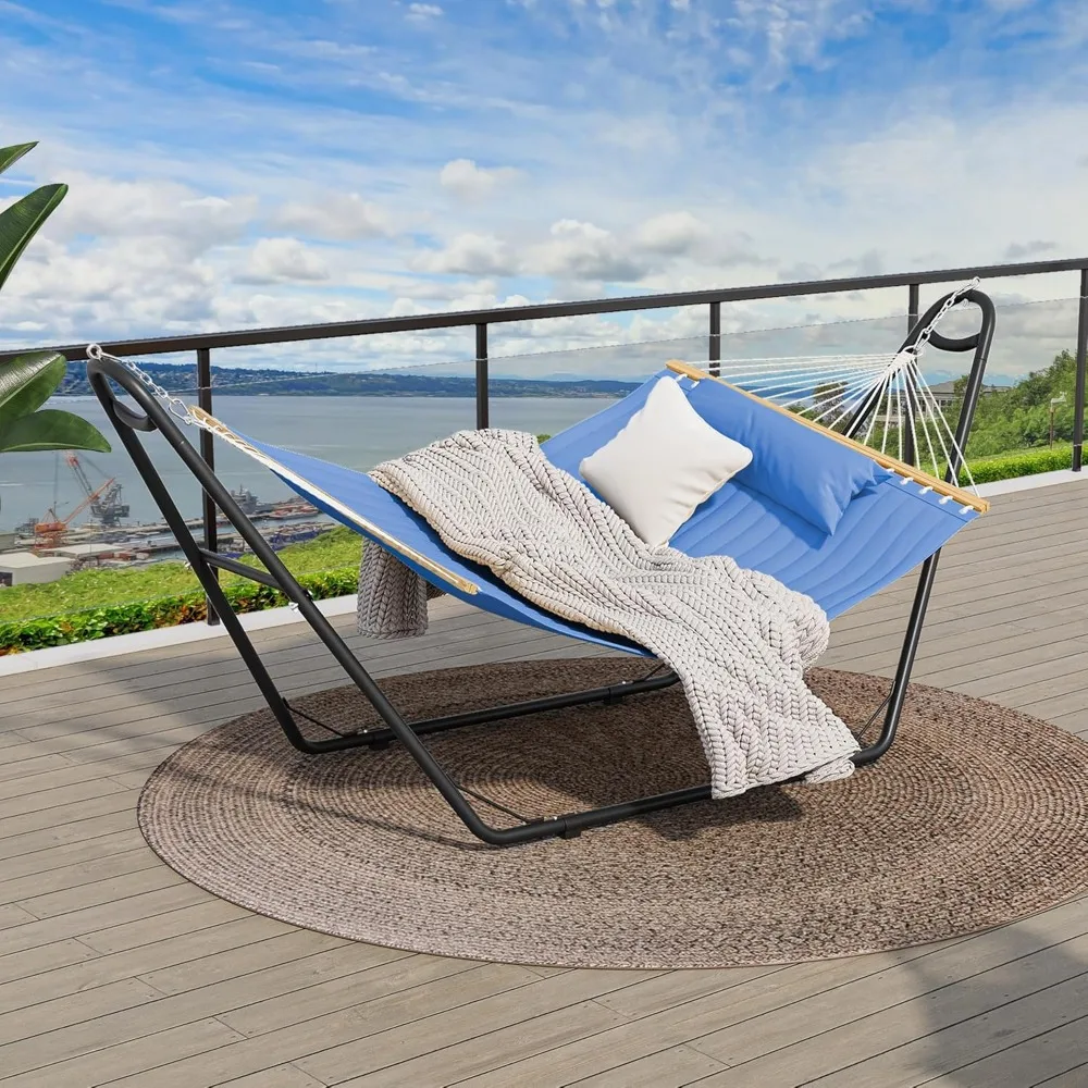 Heavy duty portable hammock with stand designed for 450 lbs capacity with reinforced frame