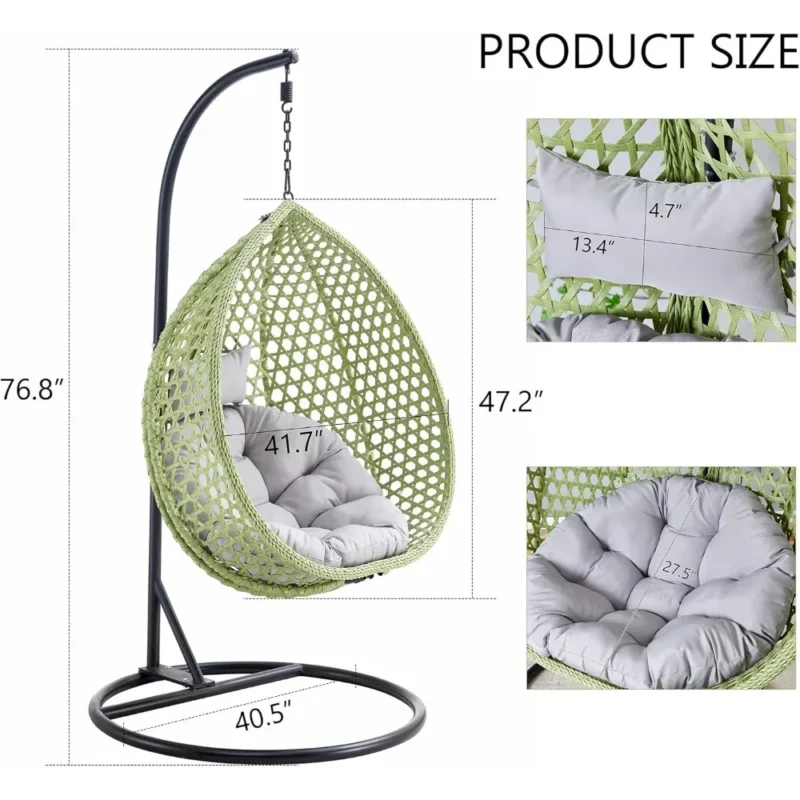 Hanging Egg Chair with Cushions and Stand - 350 lbs Capacity for Indoor & Outdoor Use - Image 5