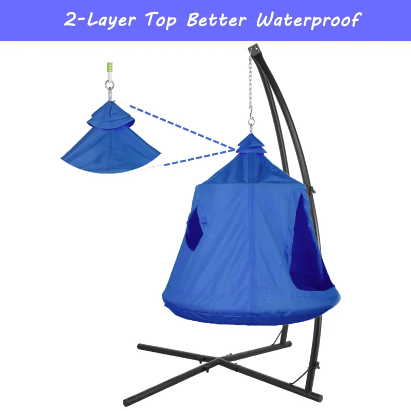 Two-Person X-Shaped Hanging Egg Chair with Steel Frame - 400 lbs Capacity for Indoor & Outdoor - Image 6