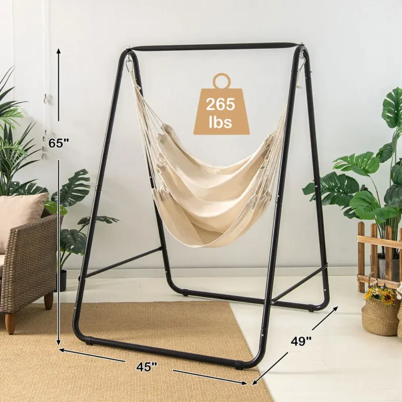 Hanging Padded Swing Chair with Heavy Duty Steel Stand - 350 lbs Capacity for Indoor & Outdoor - Image 2