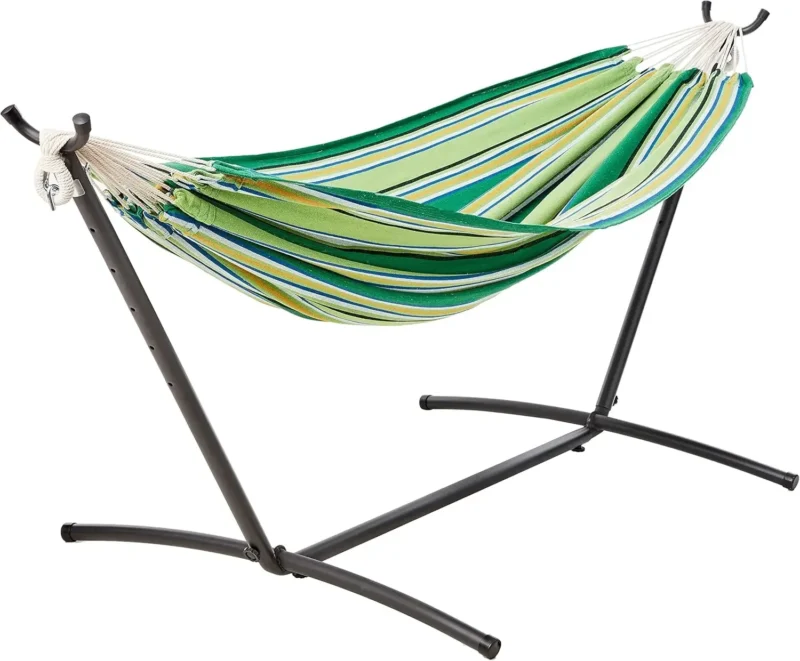 Double Fabric Hammock with Space-Saving Steel Stand - 450 lbs Capacity for Patio & Backyard - Image 12