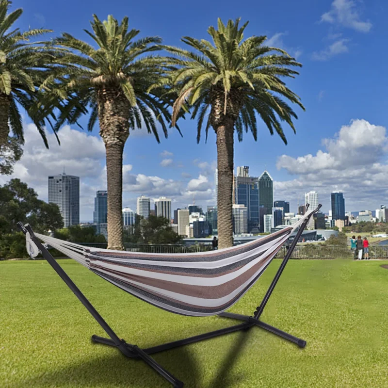 Double Outdoor Hammock with Steel Stand - 450 lbs Capacity for Backyard & Patio - Image 5
