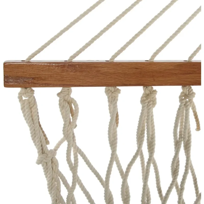 Double Cotton Rope Hammock with Extension Chains - 450 lbs Capacity for Backyard Relaxation - Image 4