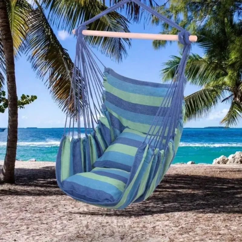 Portable Rope Hammock Chair with Hanging Kit - 300 lbs Capacity for Patio & Outdoor - Image 3