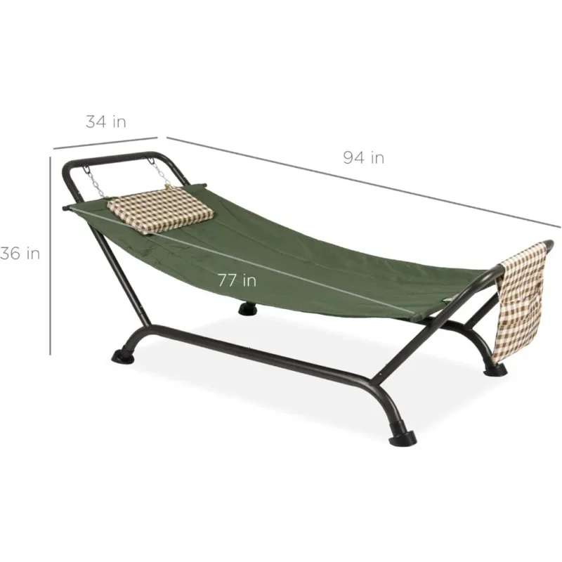 Double Steel Frame Hammock with Weather-Resistant Polyester - 500 lbs Capacity for Patio & Backyard - Image 2