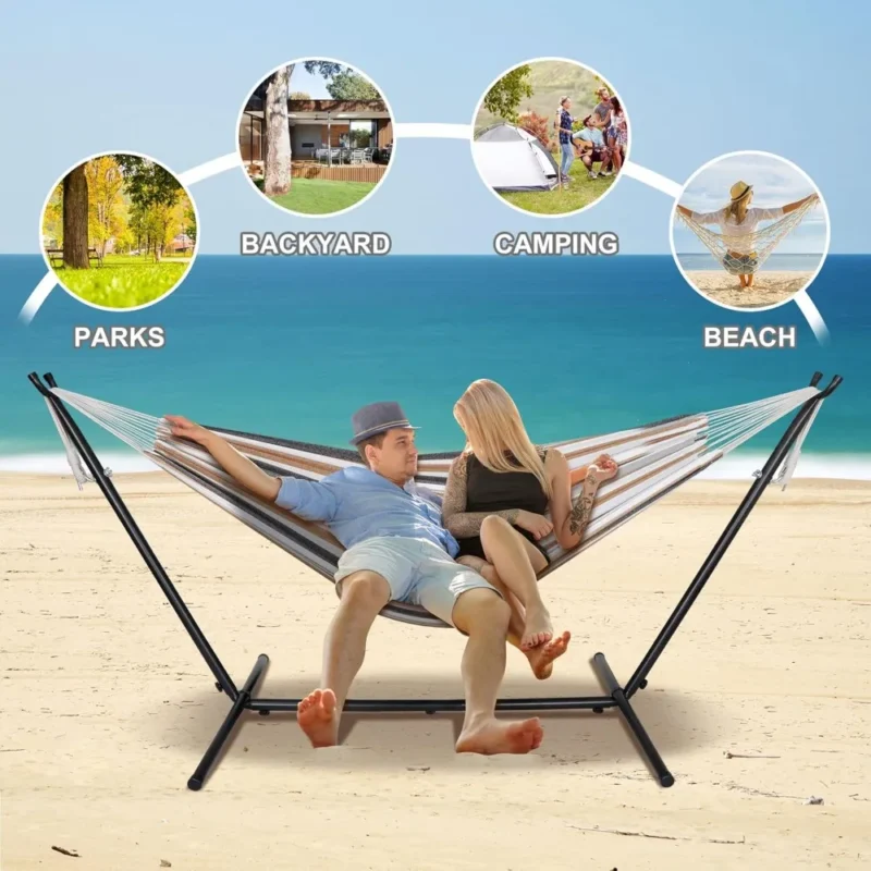 Double Camping Hammock with Carrying Case - 620 lbs Capacity for Outdoor & Travel - Image 4