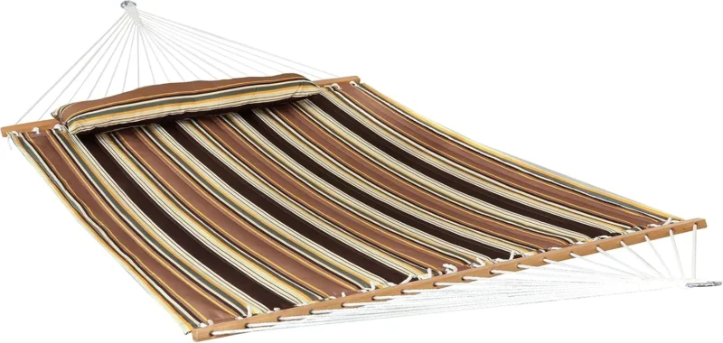 Double Quilted Polyester Hammock with Steel Stand - 450 lbs Capacity for Patio & Backyard - Image 9