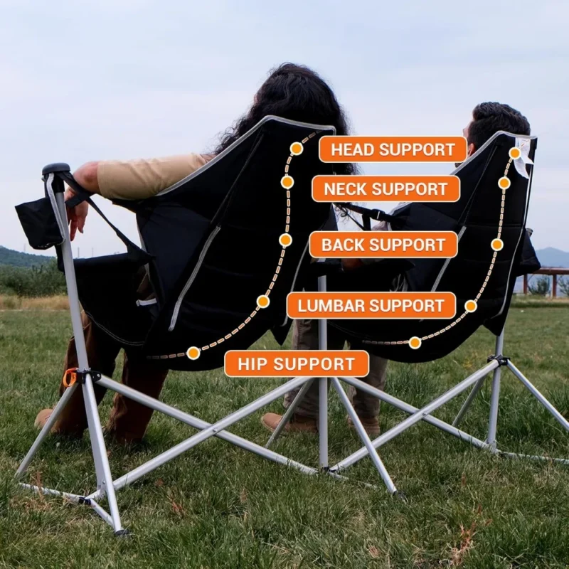 Double Portable Folding Hammock Chair - 580 lbs Capacity for Outdoor Relaxation - Image 4