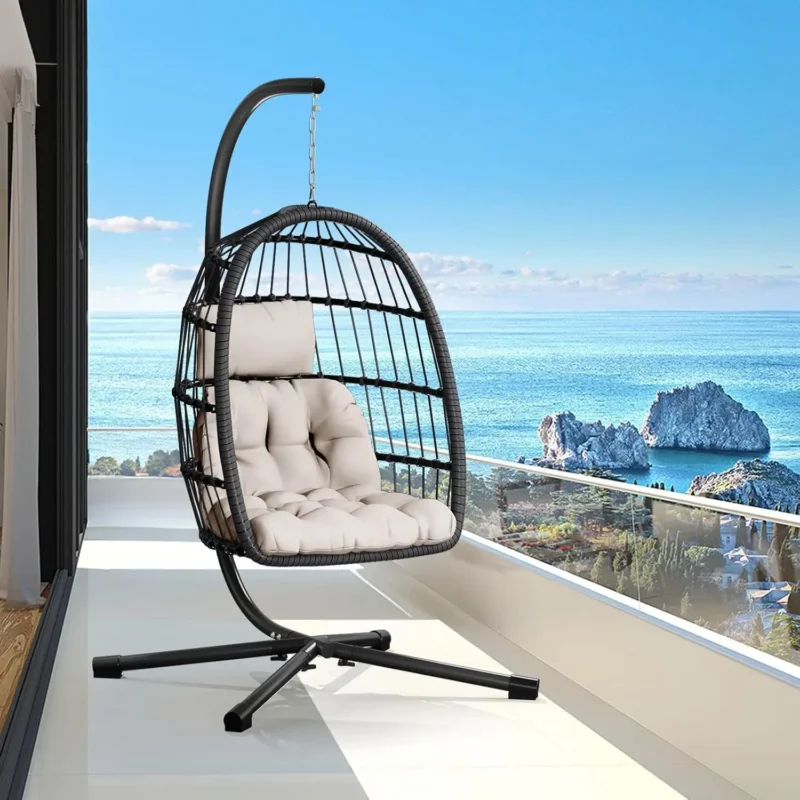 Hanging Egg Chair with Steel Stand - 300 lbs Capacity for Indoor & Outdoor - Image 12