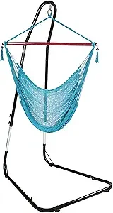 Free-standing hammock chair as alternative to ceiling mounting