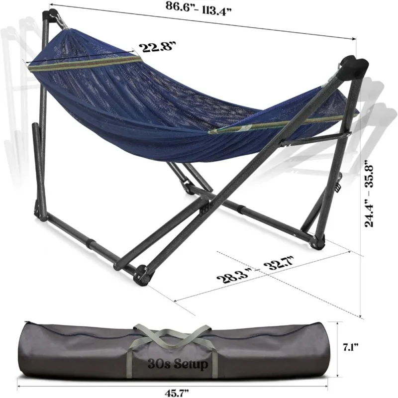 Portable Folding Hammock Stand with Carrying Case - 550 lbs Capacity for Camping & Backyard - Image 3
