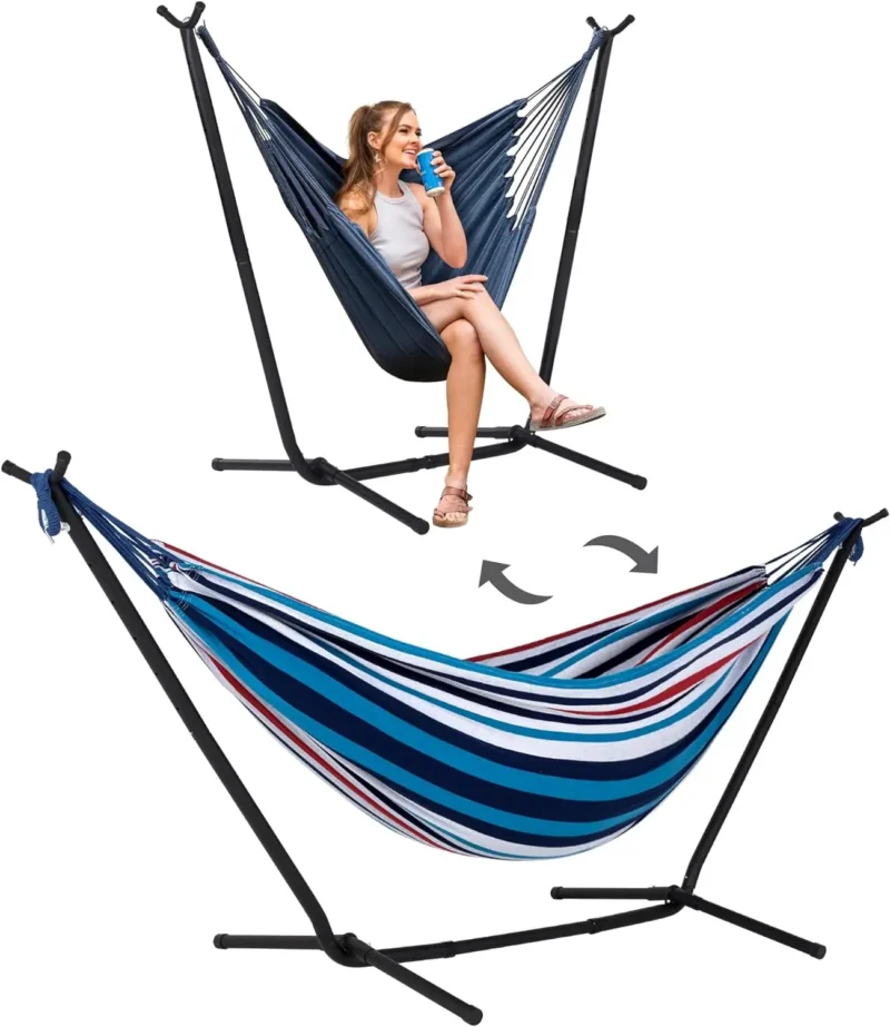 Double Convertible Hammock with Steel Stand - 475 lbs Capacity for Backyard & Camping - Image 13