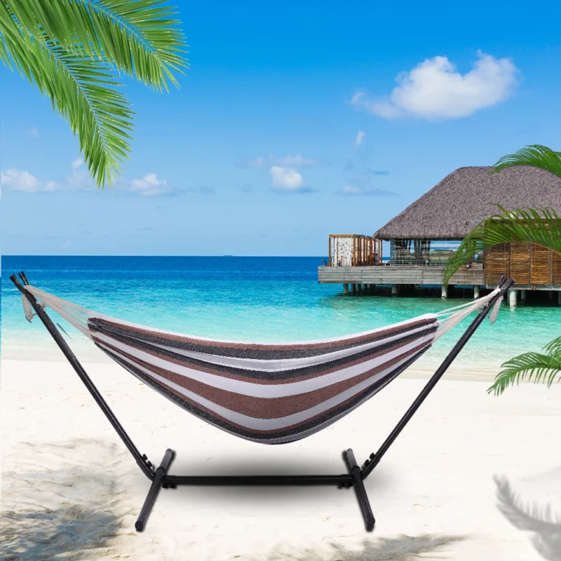 Double Outdoor Hammock with Steel Stand - 450 lbs Capacity for Backyard & Patio - Image 6