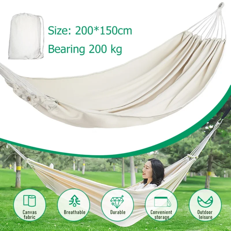 Double Canvas Camping Hammock - 450 lbs Capacity for Travel and Outdoor Lounging - Image 7