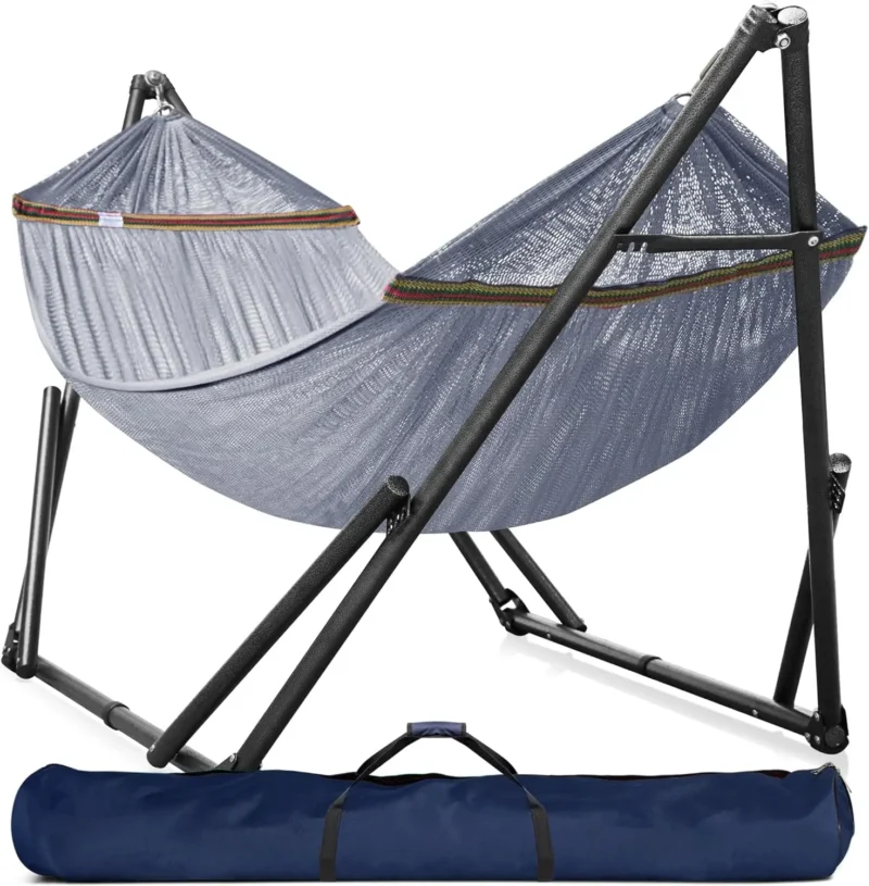 Two-Person Portable Hammock with Instant Fold Stand - 600 lbs Capacity for Camping & Outdoors - Image 8