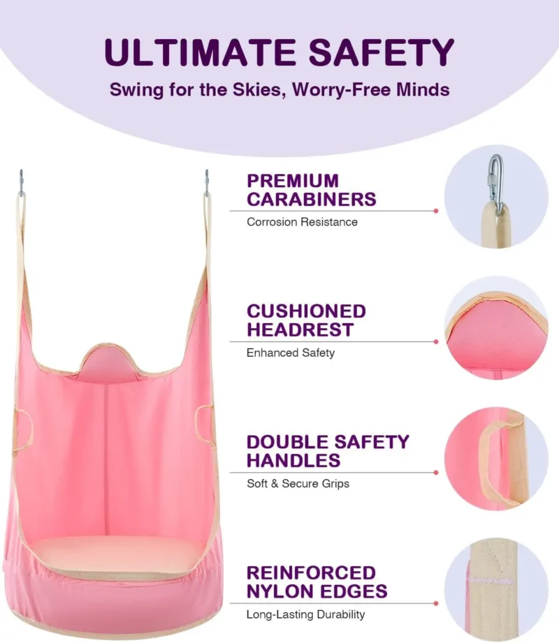 Kids Hanging Pod Swing Chair with Inflatable Cushion - 200 lbs Capacity for Indoor & Outdoor - Image 5