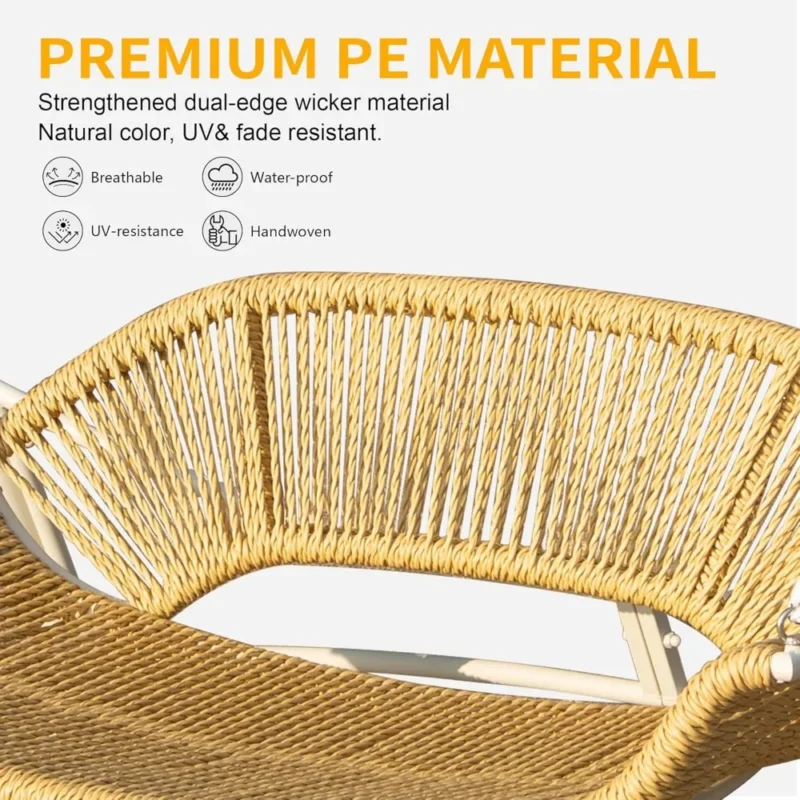 2-Seat Rattan Porch Swing with Thickened Cushions - 750 lbs Capacity for Patio & Garden - Image 5