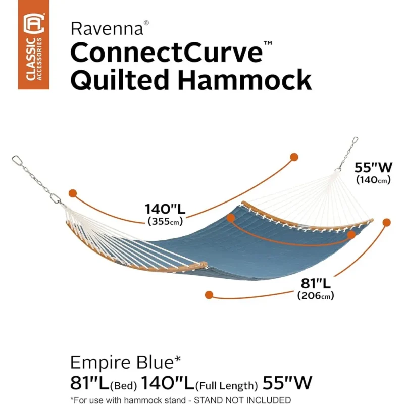 Double Quilted Polyester Hammock with Stand - 450 lbs Capacity for Backyard & Patio - Image 2