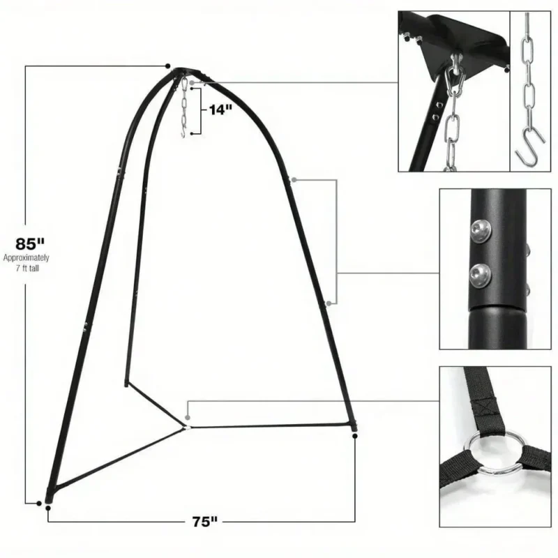 Tripod Hanging Chair Stand - 330 lbs Capacity for Indoor & Outdoor Use - Image 4