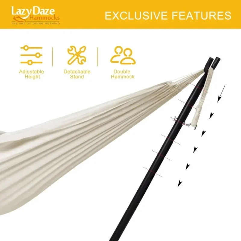 Double Fabric Hammock with Space-Saving Steel Stand - 450 lbs Capacity for Outdoor Relaxation - Image 5