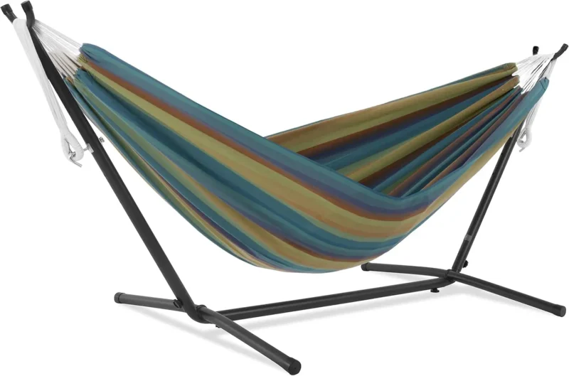 Double Sunbrella Fabric Hammock with Space-Saving Steel Stand - 450 lbs Capacity for Patio & Backyard - Image 9