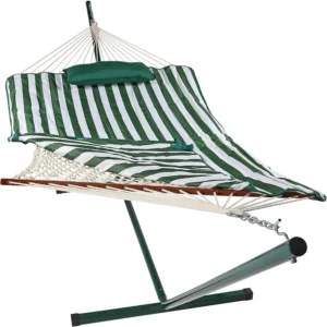 Polyester Rope Hammock with Steel Stand - 275 lbs Capacity for Backyard & Patio