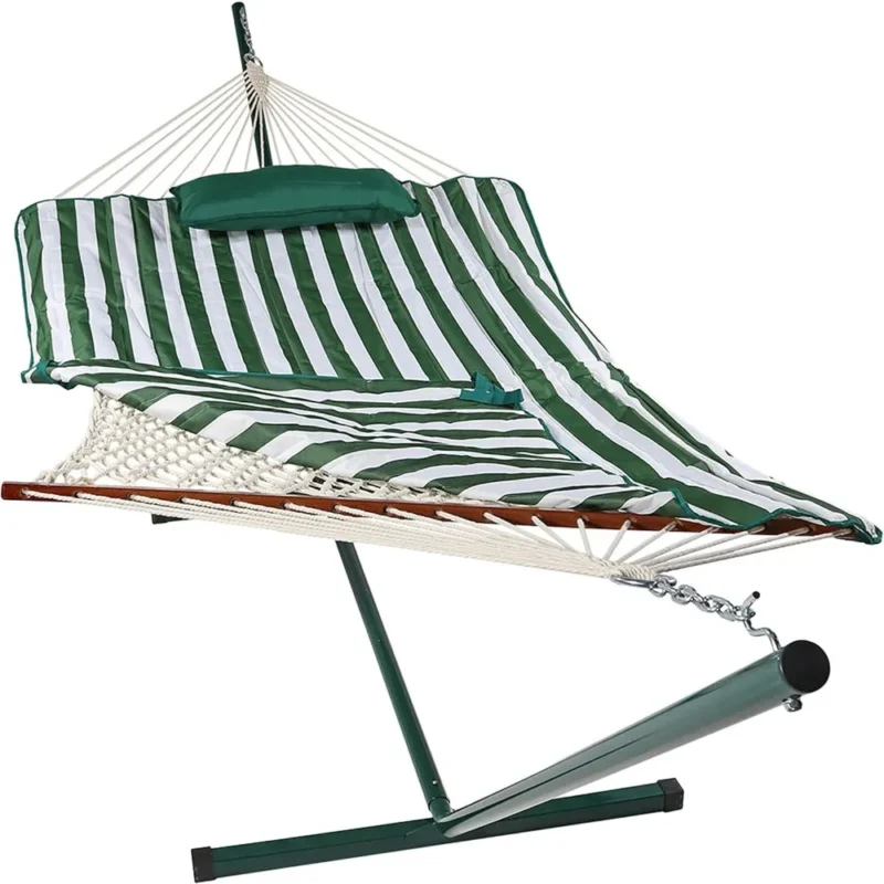 Polyester Rope Hammock with Steel Stand - 275 lbs Capacity for Backyard & Patio