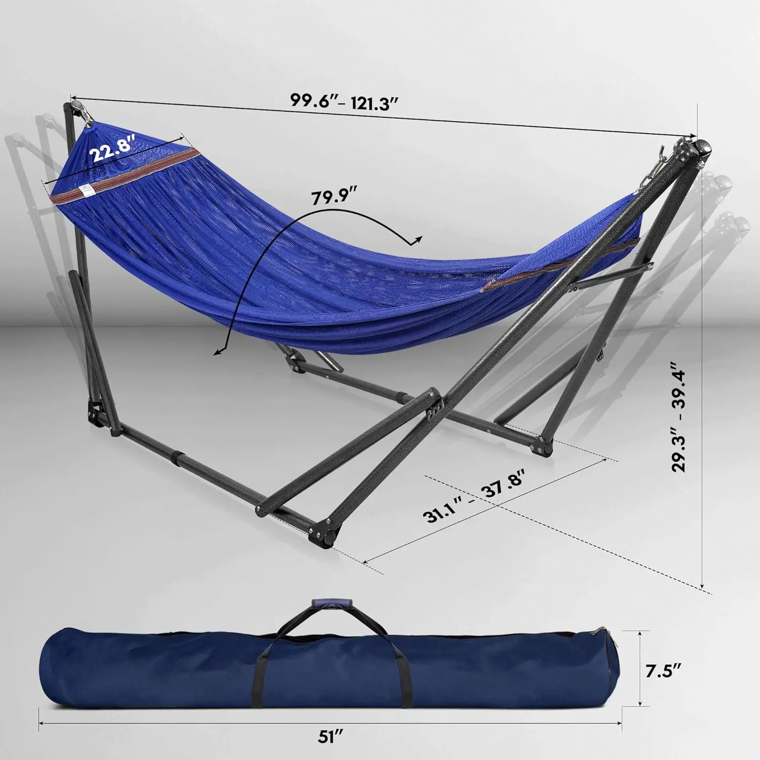 Portable two-person hammock with easy-setup stand system